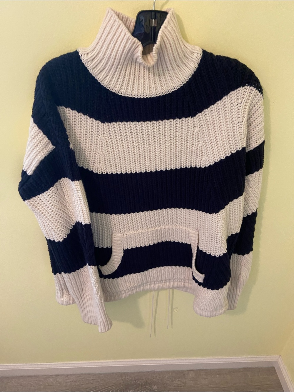 J. Crew Navy & Cream Striped Turtleneck Sweater